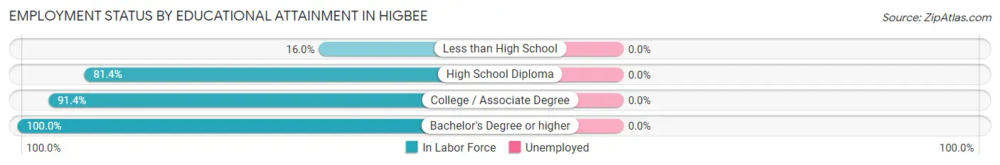 Employment Status by Educational Attainment in Higbee