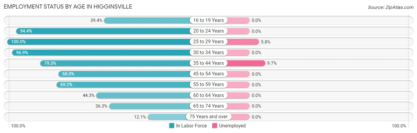 Employment Status by Age in Higginsville