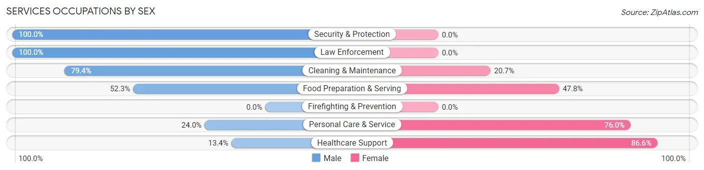 Services Occupations by Sex in Higginsville