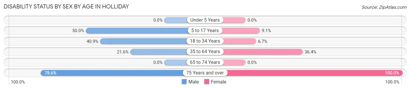 Disability Status by Sex by Age in Holliday