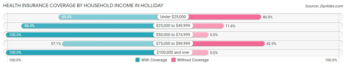 Health Insurance Coverage by Household Income in Holliday
