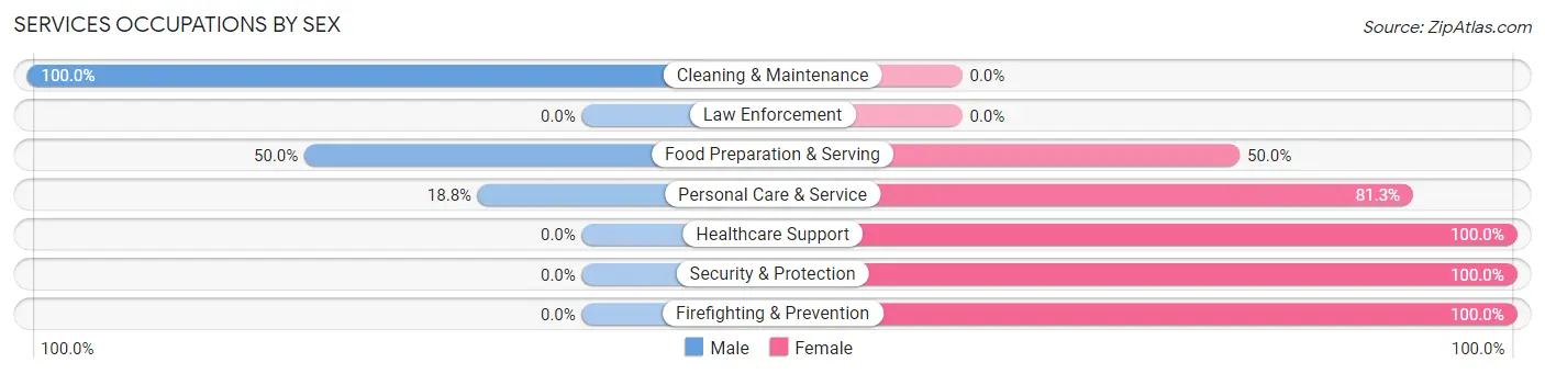 Services Occupations by Sex in Holliday