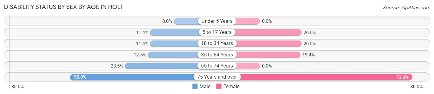 Disability Status by Sex by Age in Holt