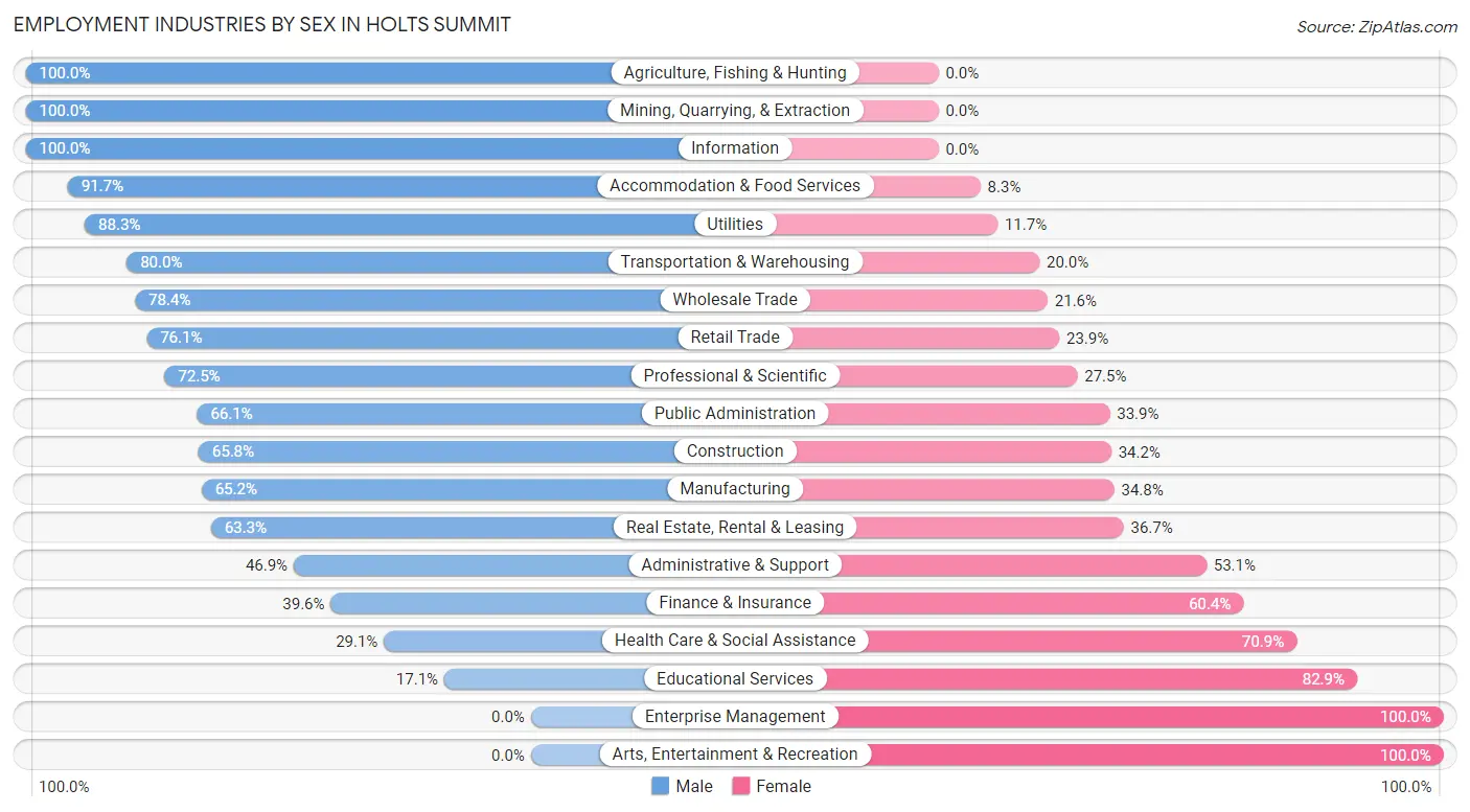 Employment Industries by Sex in Holts Summit