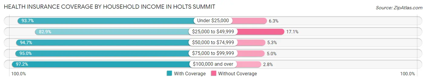 Health Insurance Coverage by Household Income in Holts Summit
