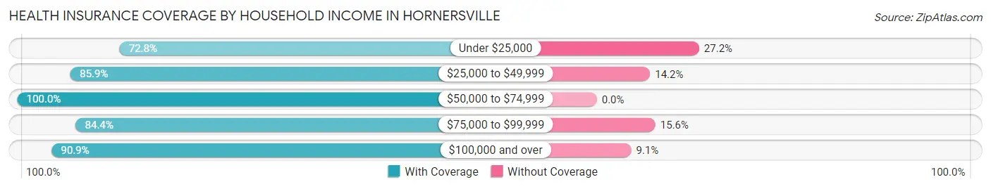 Health Insurance Coverage by Household Income in Hornersville