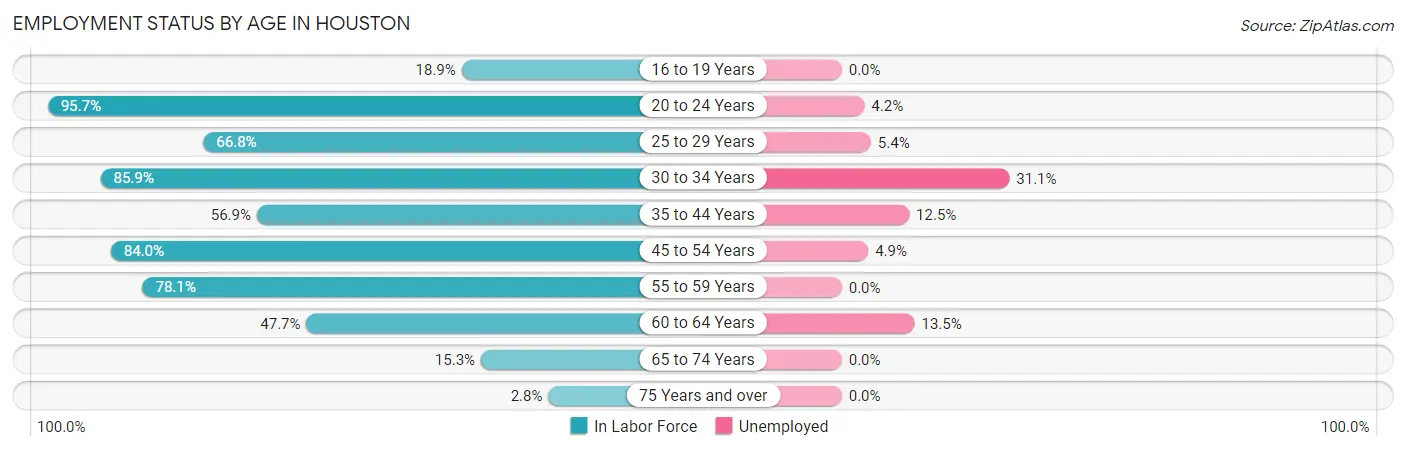 Employment Status by Age in Houston