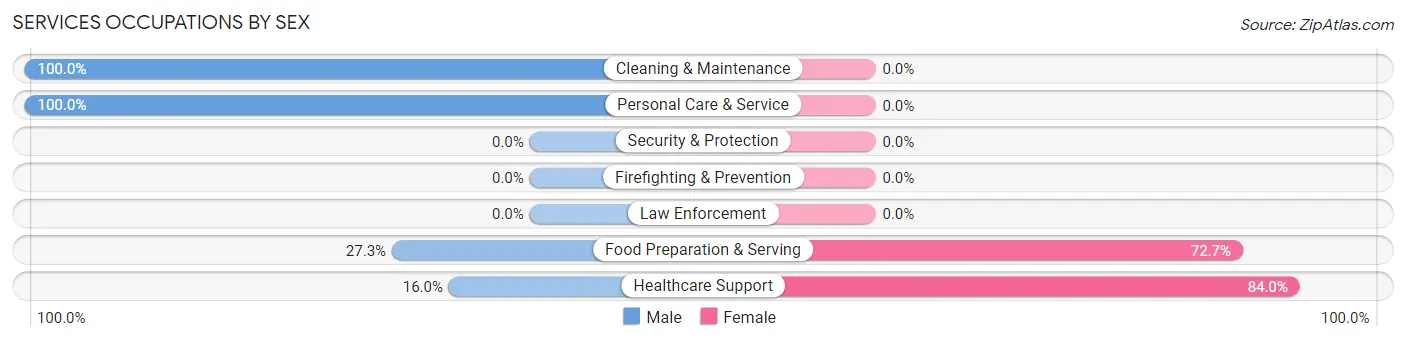 Services Occupations by Sex in Houstonia