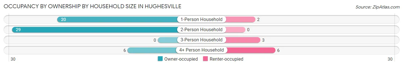 Occupancy by Ownership by Household Size in Hughesville