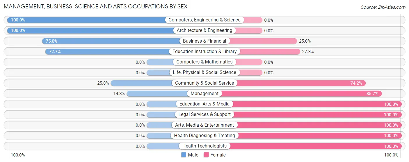 Management, Business, Science and Arts Occupations by Sex in Iberia