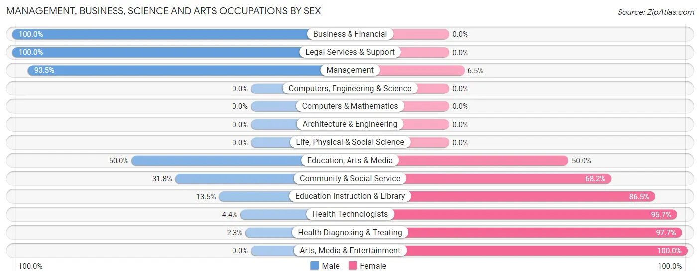 Management, Business, Science and Arts Occupations by Sex in Ironton