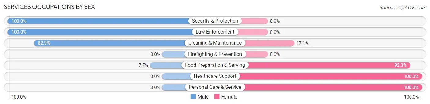 Services Occupations by Sex in Ironton