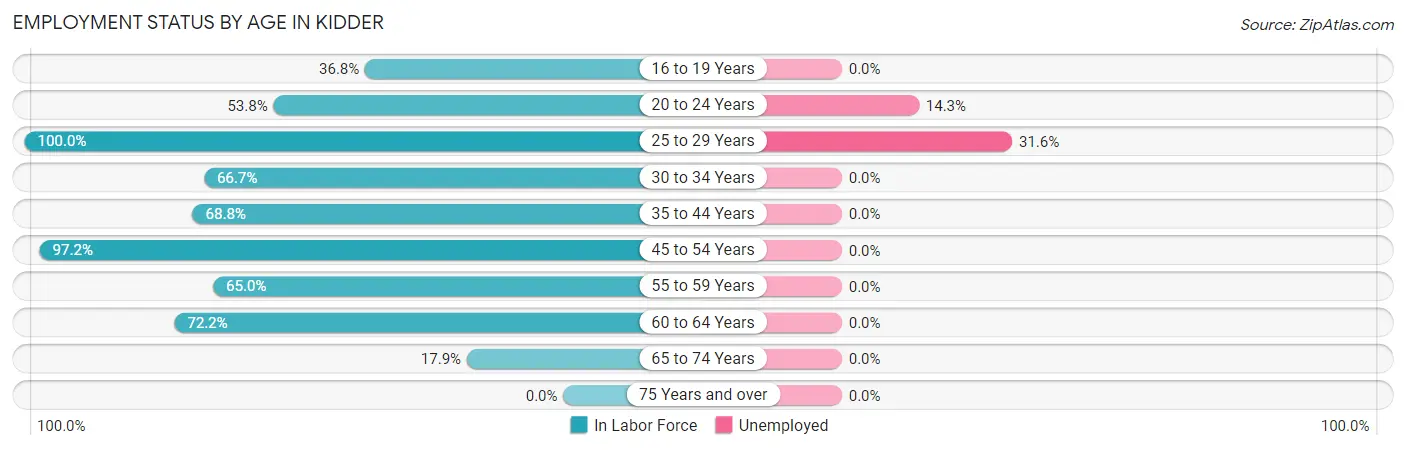 Employment Status by Age in Kidder
