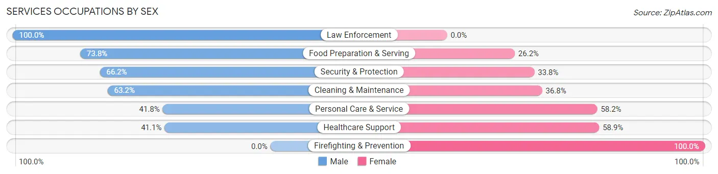 Services Occupations by Sex in Kirksville