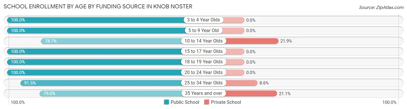 School Enrollment by Age by Funding Source in Knob Noster
