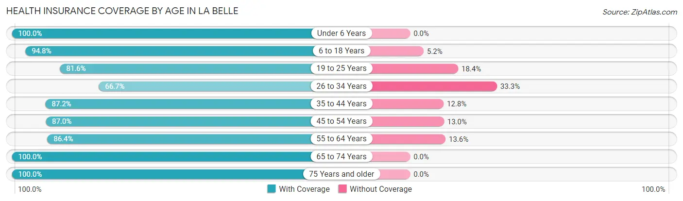 Health Insurance Coverage by Age in La Belle