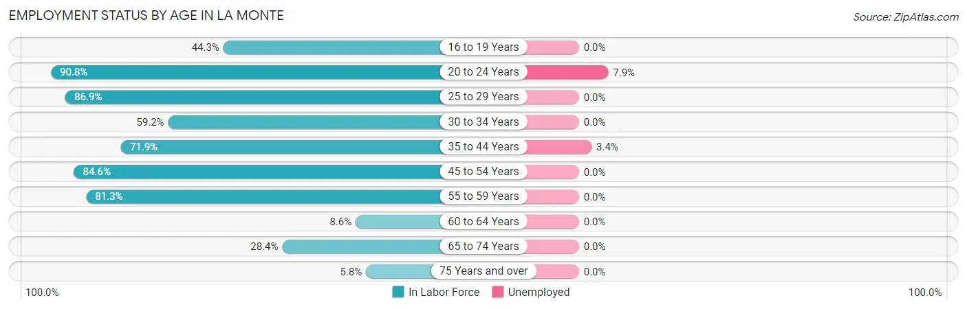 Employment Status by Age in La Monte