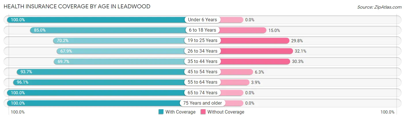 Health Insurance Coverage by Age in Leadwood