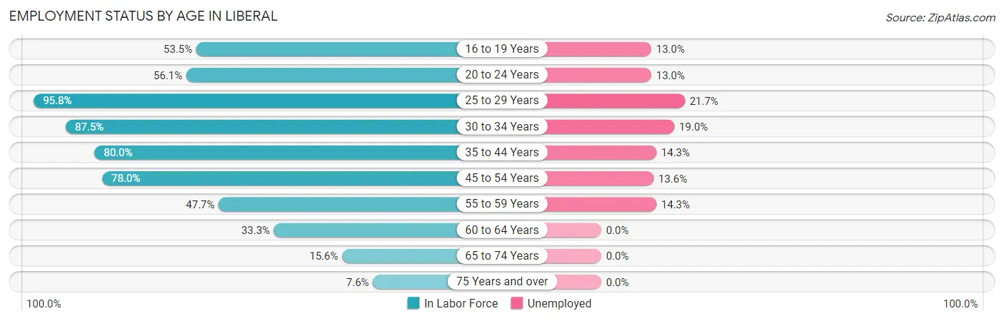 Employment Status by Age in Liberal
