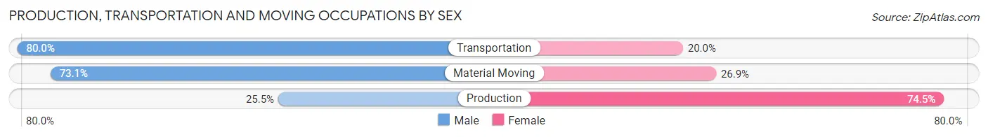 Production, Transportation and Moving Occupations by Sex in Lincoln