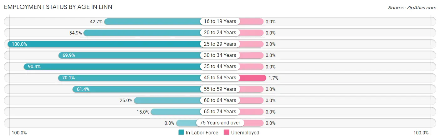 Employment Status by Age in Linn