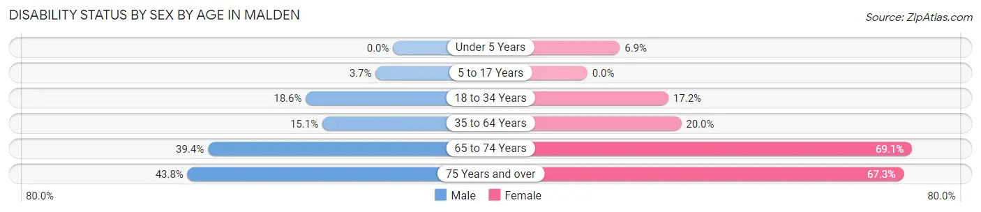 Disability Status by Sex by Age in Malden