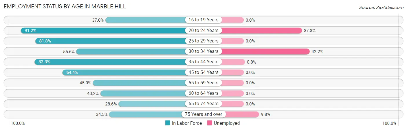 Employment Status by Age in Marble Hill