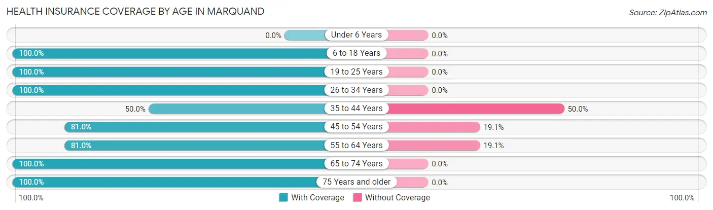Health Insurance Coverage by Age in Marquand