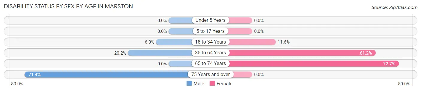 Disability Status by Sex by Age in Marston