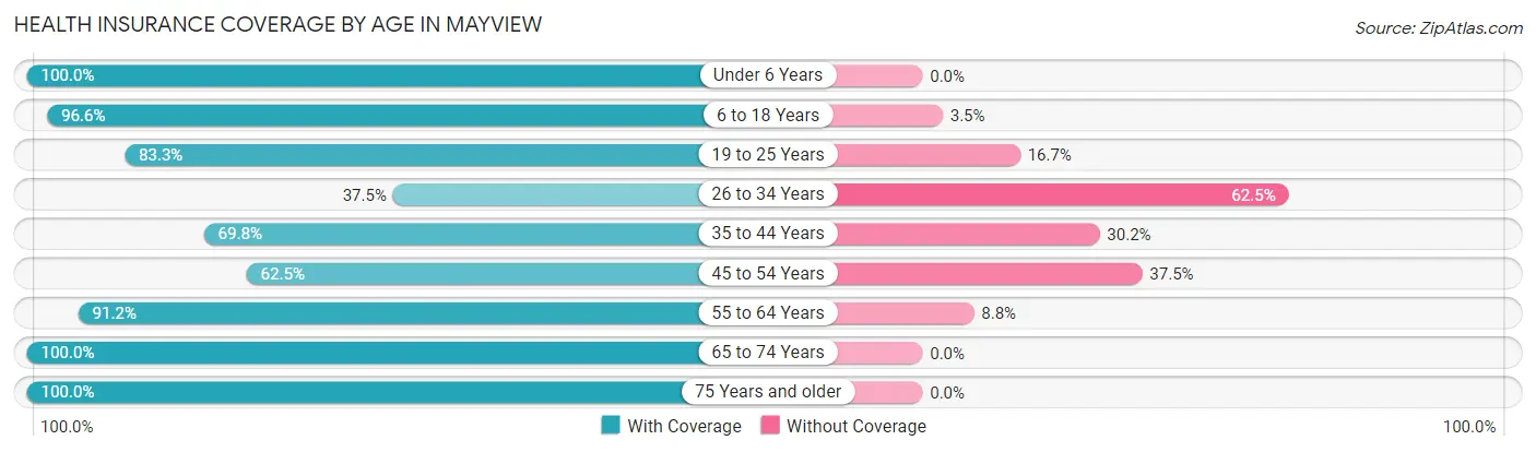 Health Insurance Coverage by Age in Mayview