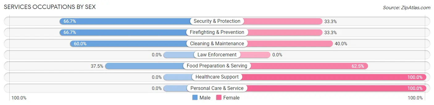 Services Occupations by Sex in Mayview
