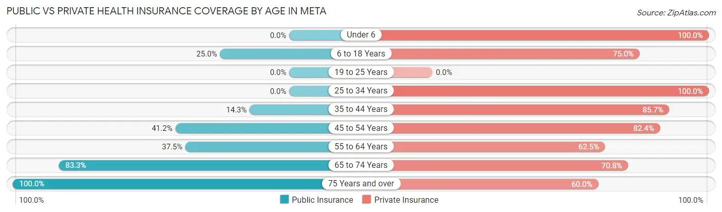 Public vs Private Health Insurance Coverage by Age in Meta