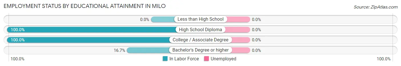 Employment Status by Educational Attainment in Milo