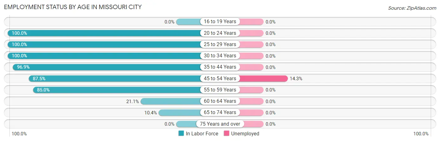 Employment Status by Age in Missouri City
