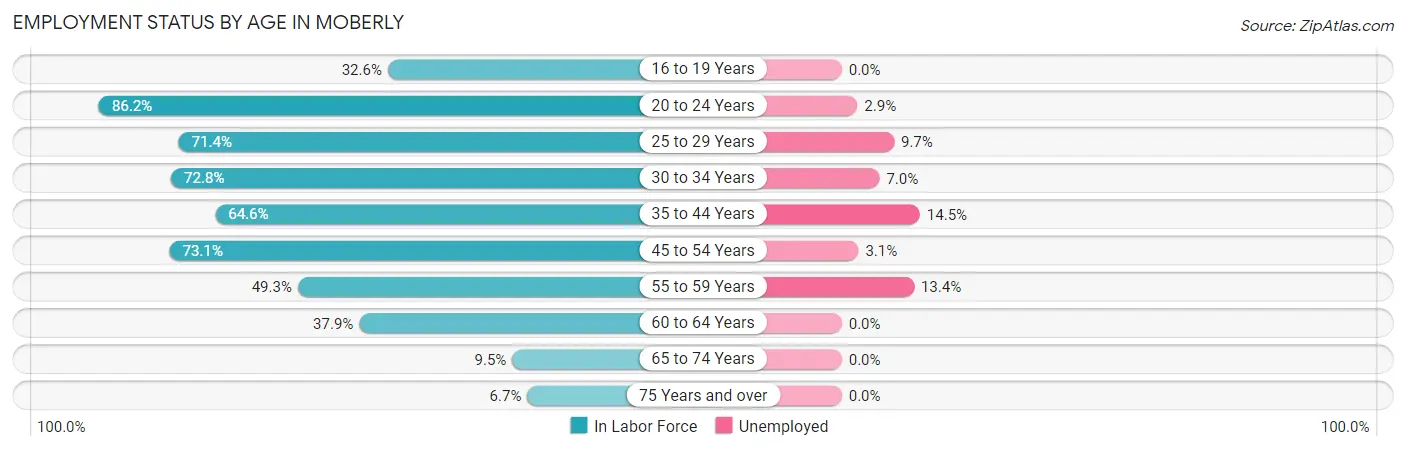 Employment Status by Age in Moberly
