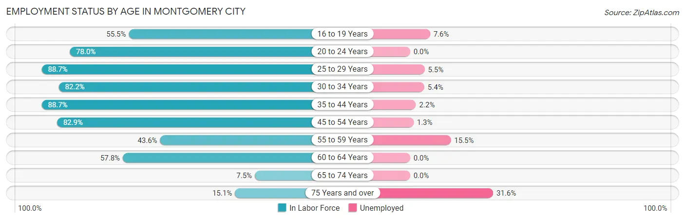 Employment Status by Age in Montgomery City