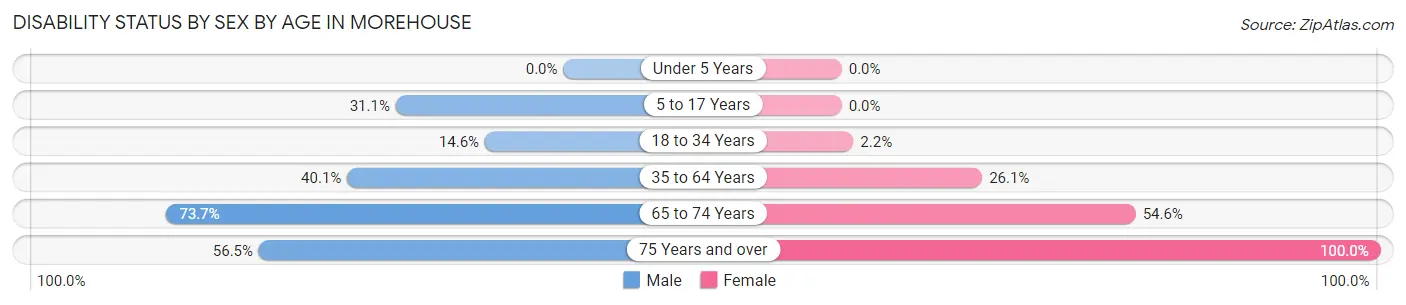 Disability Status by Sex by Age in Morehouse