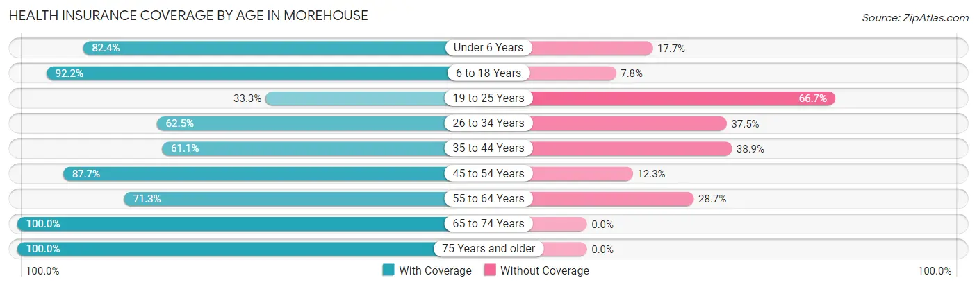 Health Insurance Coverage by Age in Morehouse