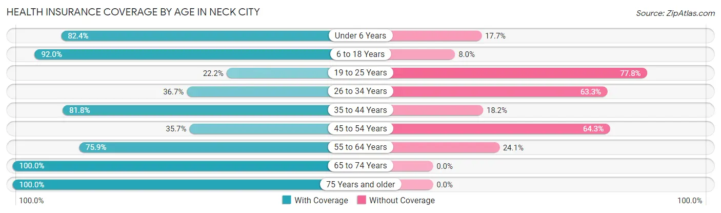 Health Insurance Coverage by Age in Neck City