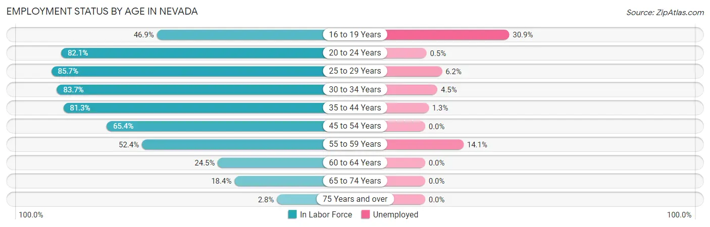 Employment Status by Age in Nevada