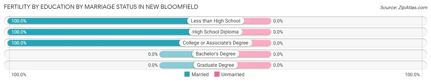 Female Fertility by Education by Marriage Status in New Bloomfield