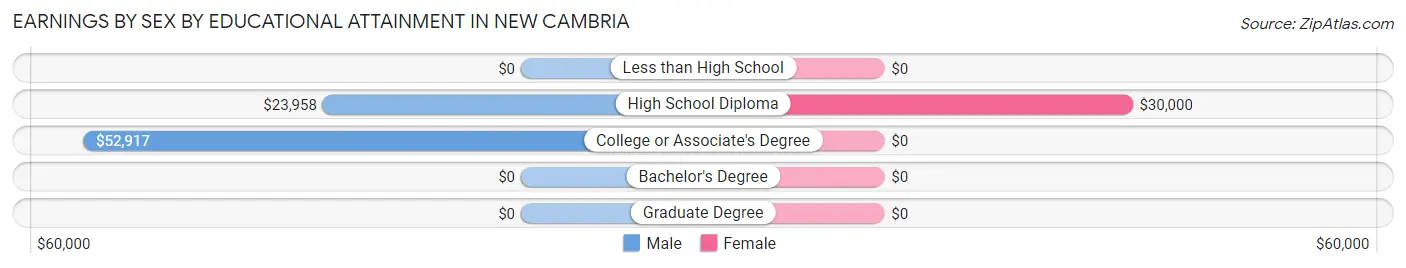 Earnings by Sex by Educational Attainment in New Cambria