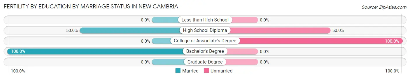 Female Fertility by Education by Marriage Status in New Cambria