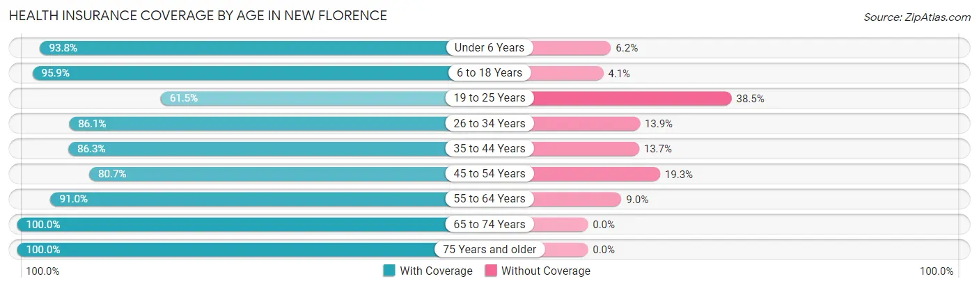Health Insurance Coverage by Age in New Florence