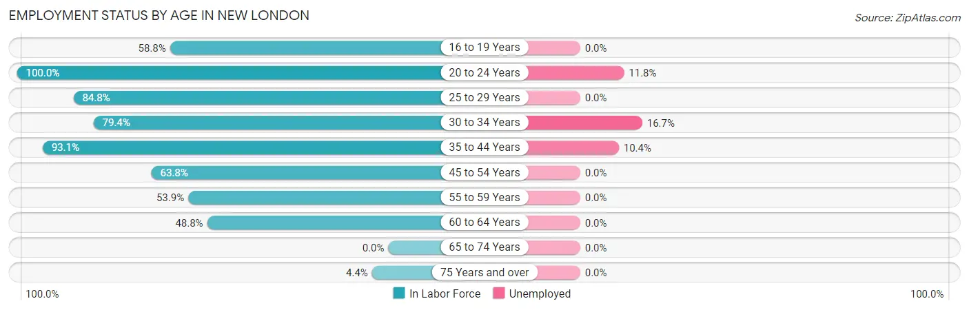 Employment Status by Age in New London