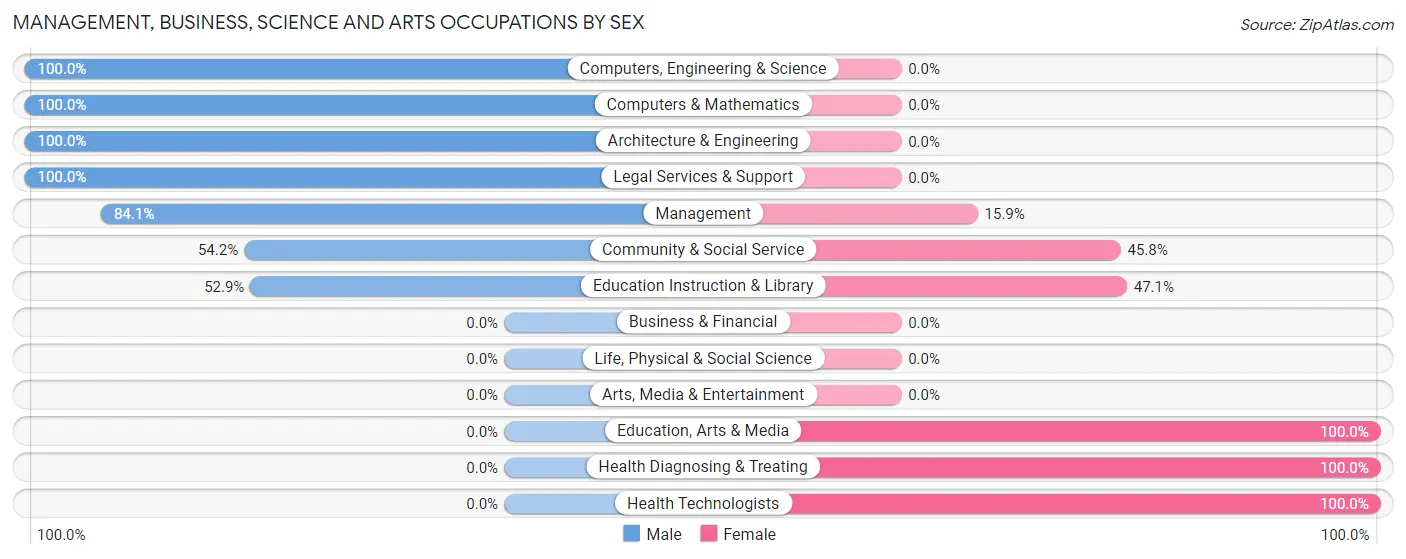 Management, Business, Science and Arts Occupations by Sex in New Madrid