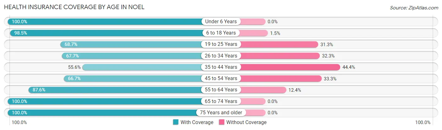 Health Insurance Coverage by Age in Noel