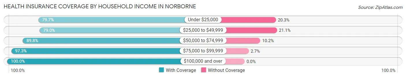Health Insurance Coverage by Household Income in Norborne