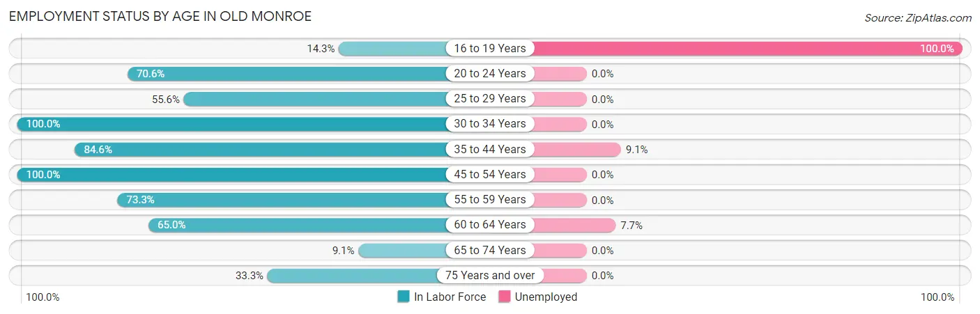 Employment Status by Age in Old Monroe