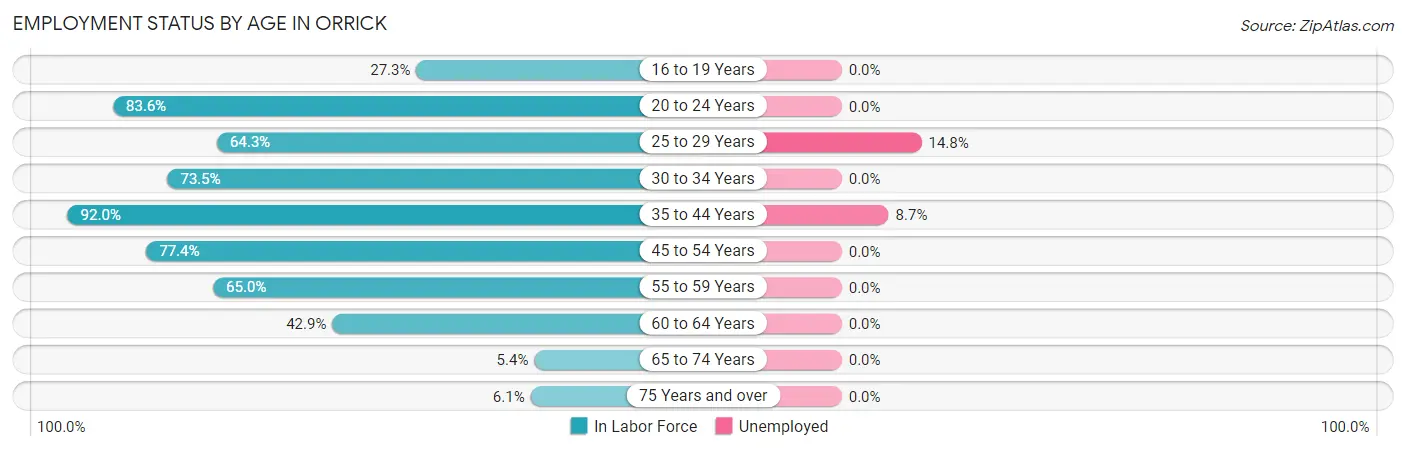 Employment Status by Age in Orrick